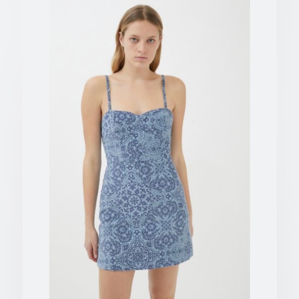 Urban Outfitters | Uo After All Corduroy Bustier Dress In Blue Multi | Size XS
